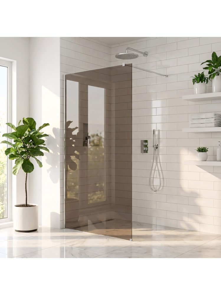 Paravan de dus fumuriu Rea Flexi Brown 80 cm crom [2]