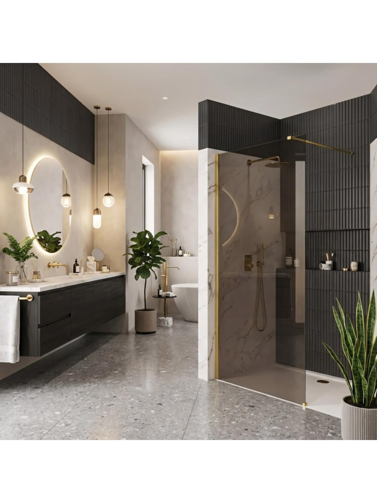 Paravan de dus fumuriu Rea Flexi Brown 90 cm auriu [4]