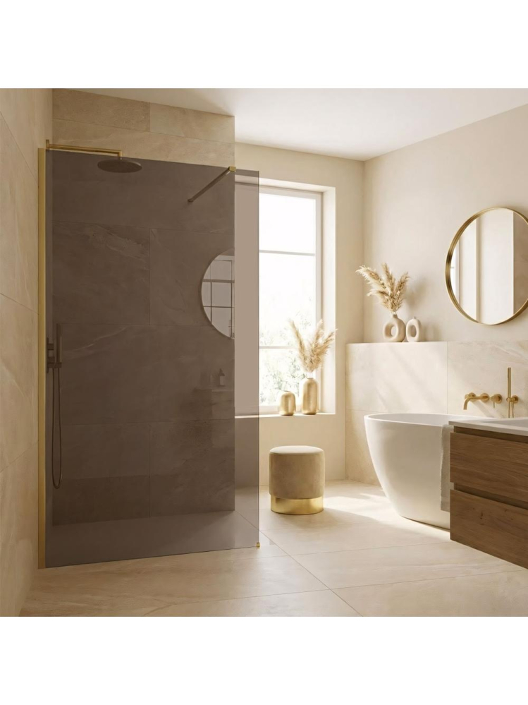 Paravan de dus fumuriu Rea Flexi Brown 90 cm auriu periat [4]