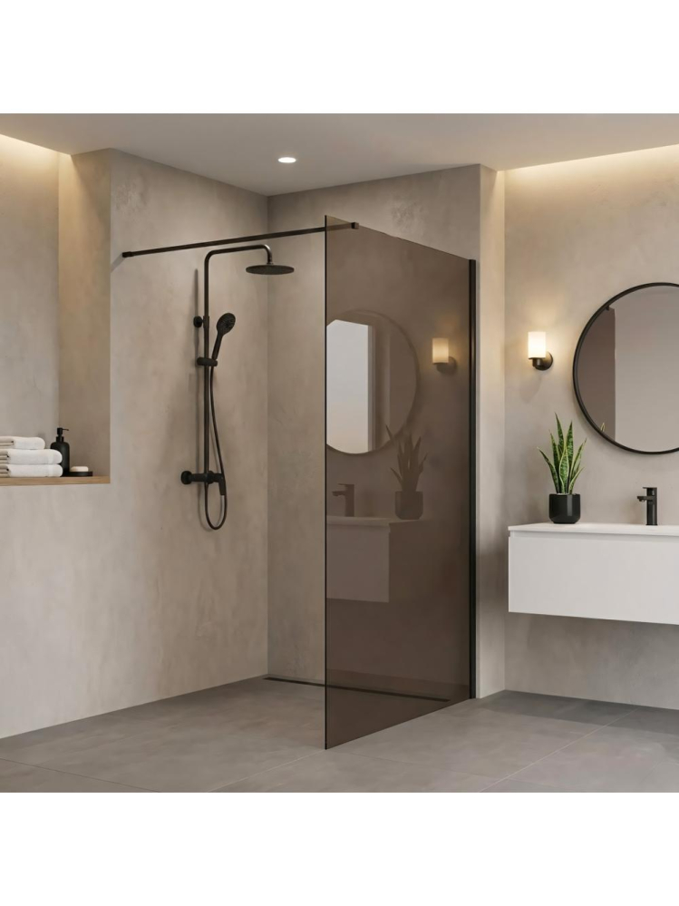 Paravan de dus fumuriu Rea Flexi Brown 90 cm negru [4]