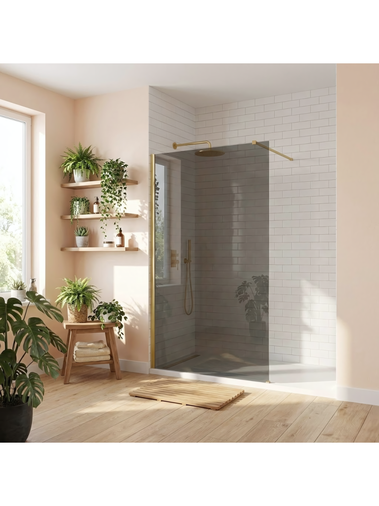 Paravan de dus fumuriu Rea Flexi Grey 100 cm auriu periat [2]