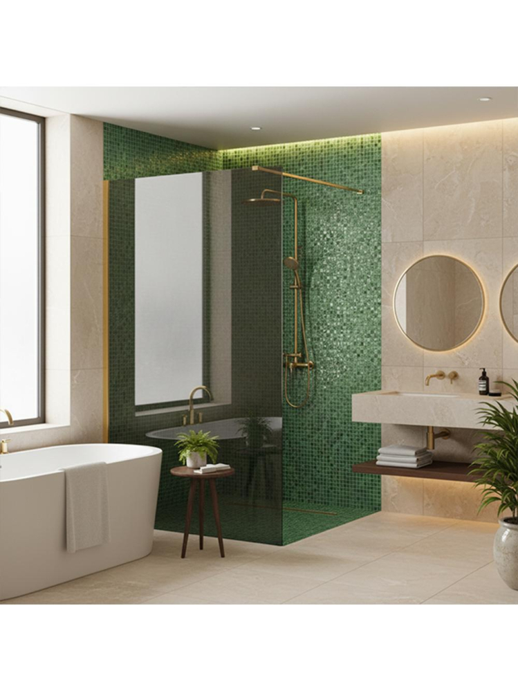 Paravan de dus fumuriu Rea Flexi Grey 110 cm auriu [3]