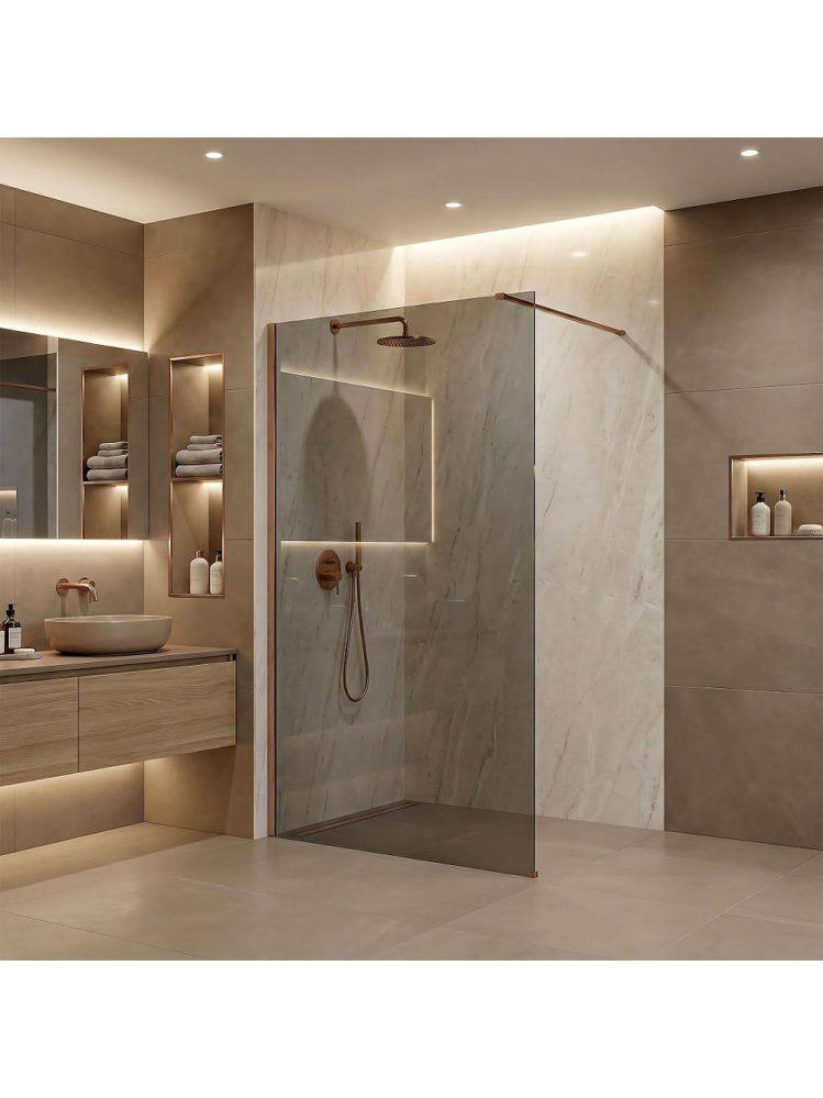 Paravan de dus fumuriu Rea Flexi Grey 110 cm cupru periat [10]