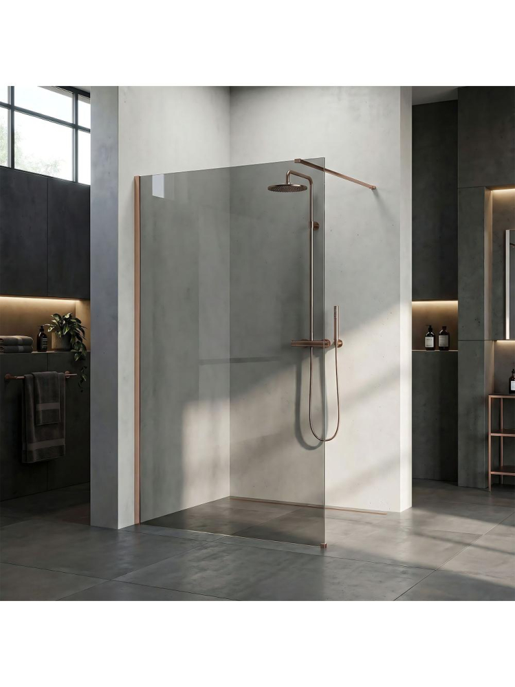 Paravan de dus fumuriu Rea Flexi Grey 110 cm cupru periat [7]