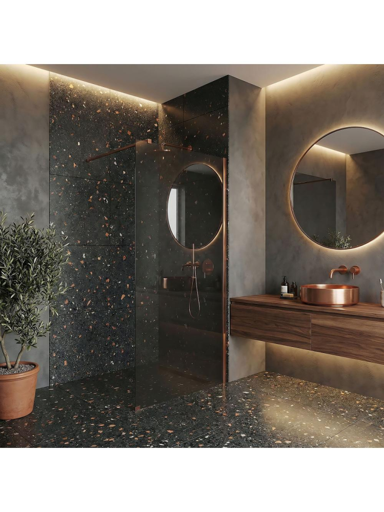 Paravan de dus fumuriu Rea Flexi Grey 110 cm cupru periat [9]