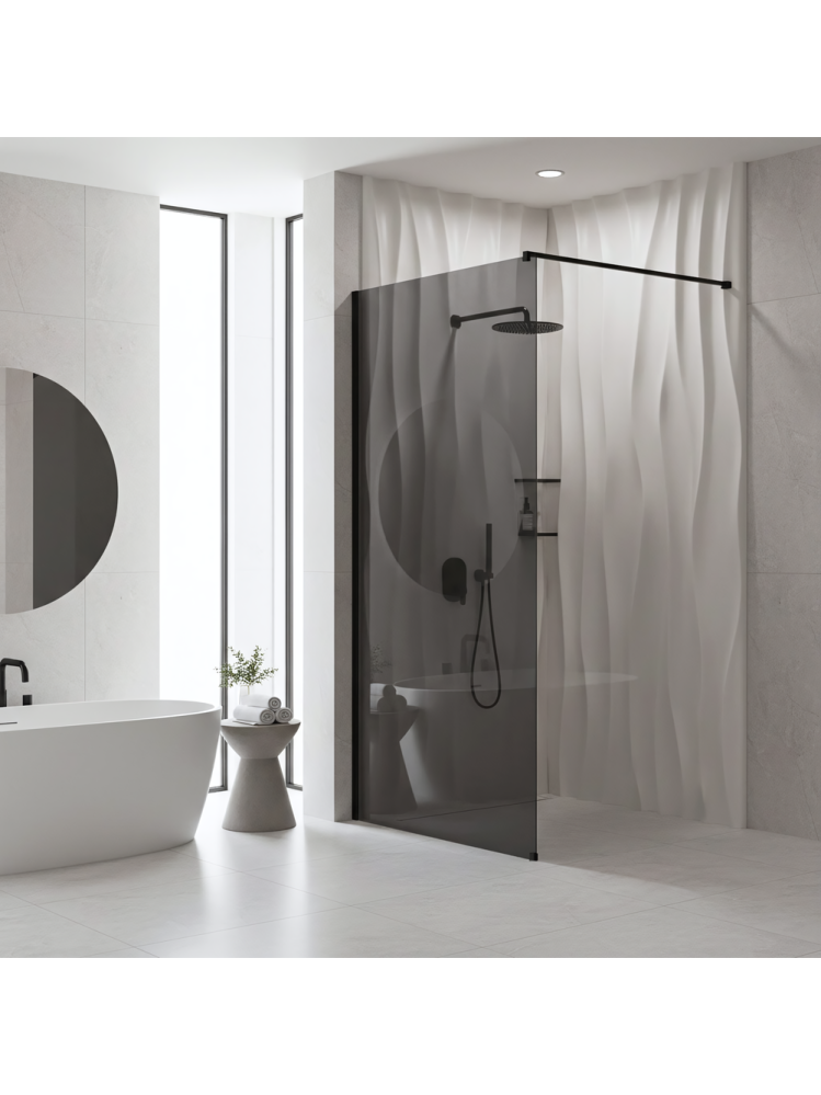 Paravan de dus fumuriu Rea Flexi Grey 110 cm negru [4]