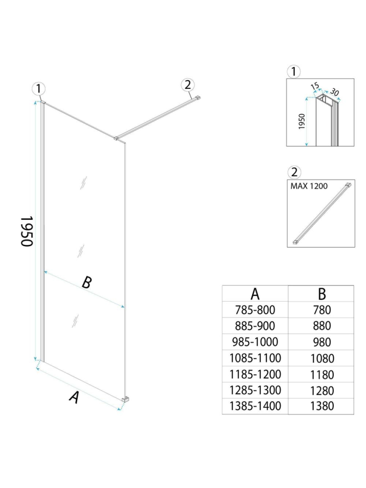 Paravan de dus fumuriu Rea Flexi Grey 110 cm Titan [8]