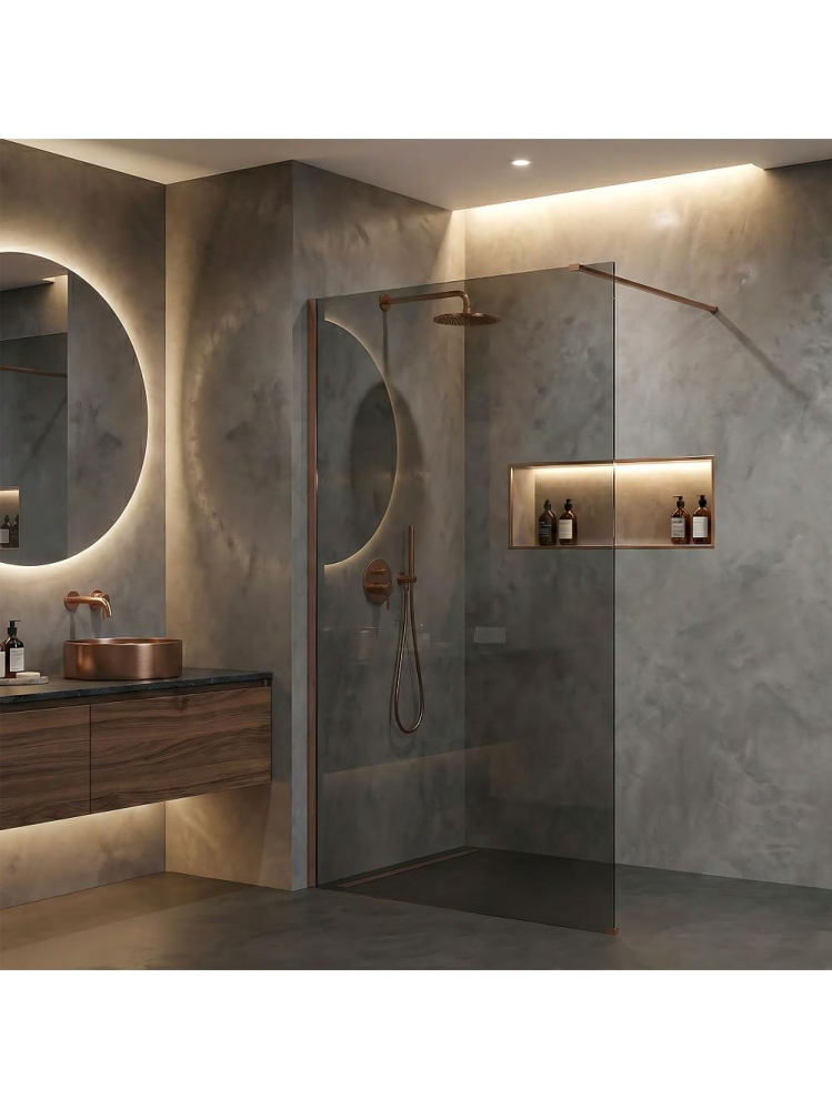 Paravan de dus fumuriu Rea Flexi Grey 120 cm cupru periat [15]