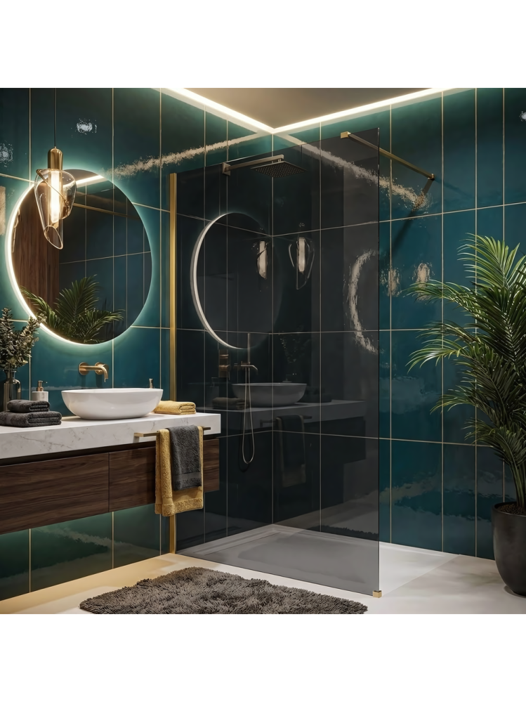 Paravan de dus fumuriu Rea Flexi Grey 130 cm auriu periat [5]