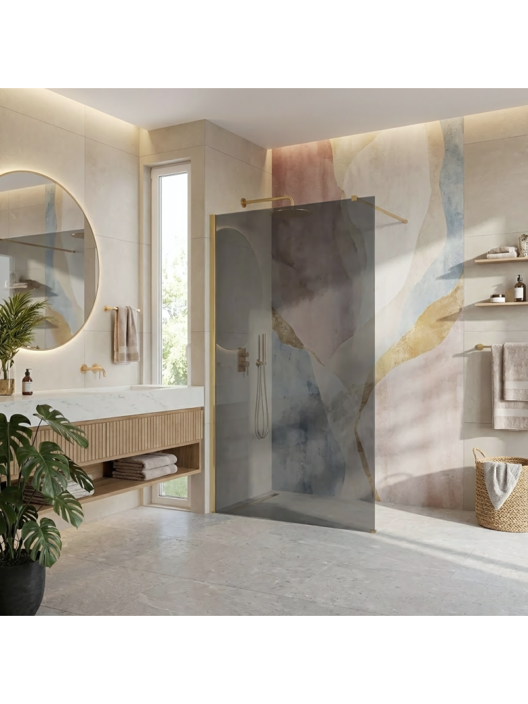 Paravan de dus fumuriu Rea Flexi Grey 130 cm auriu periat [2]