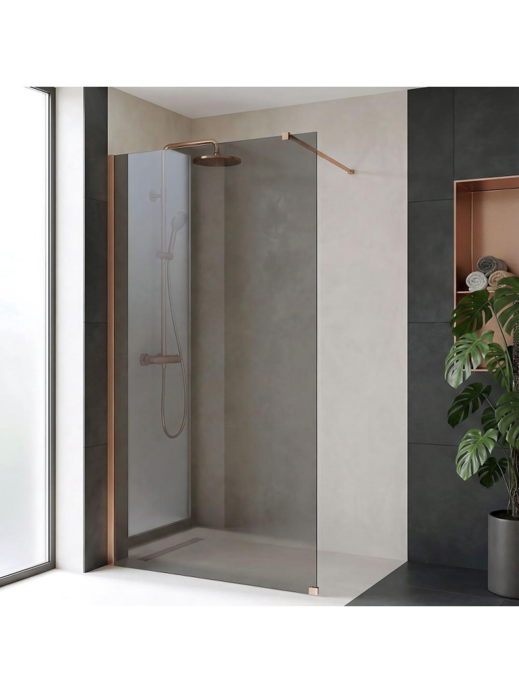 Paravan de dus fumuriu Rea Flexi Grey 130 cm cupru periat [6]