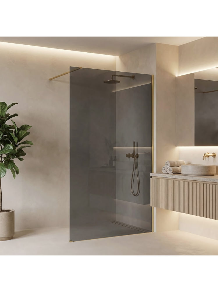 Paravan de dus fumuriu Rea Flexi Grey 140 cm auriu periat [2]