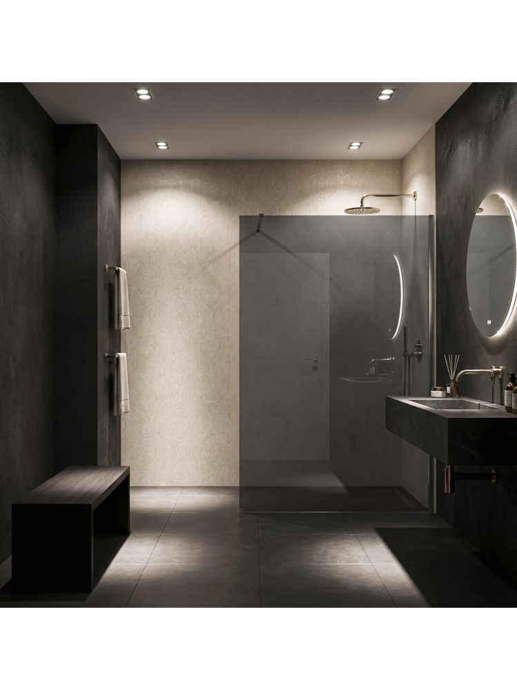 Paravan de dus fumuriu Rea Flexi Grey 140 cm crom [10]