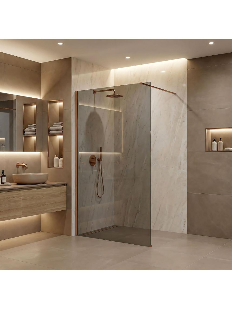 Paravan de dus fumuriu Rea Flexi Grey 140 cm cupru periat [15]