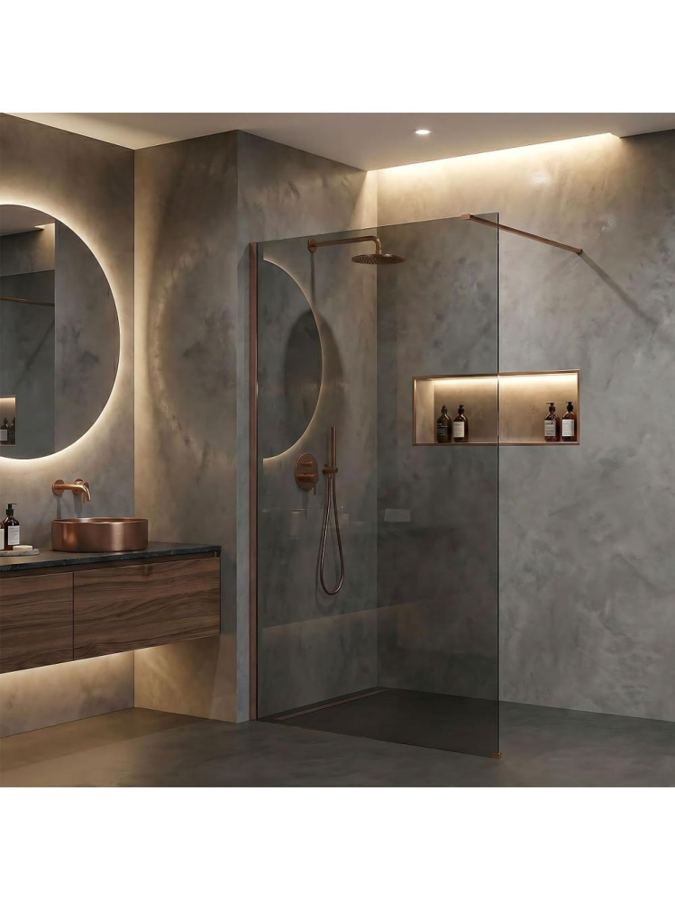 Paravan de dus fumuriu Rea Flexi Grey 140 cm cupru periat [4]