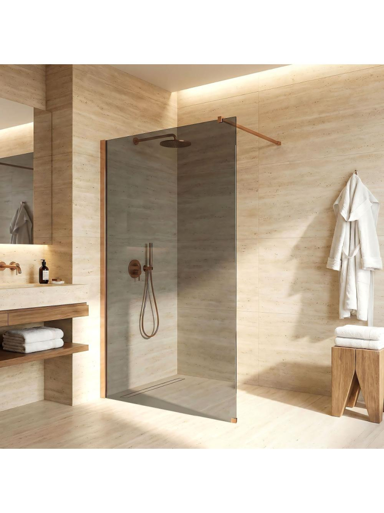 Paravan de dus fumuriu Rea Flexi Grey 140 cm cupru periat [5]