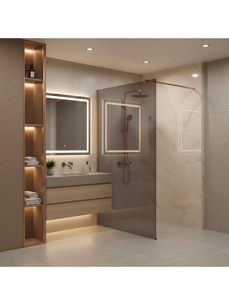 Paravan de dus fumuriu Rea Flexi Grey 140 cm cupru periat [8]