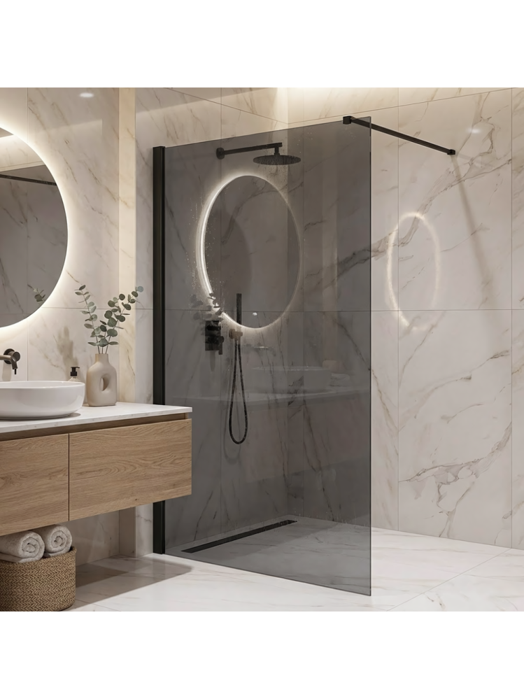 Paravan de dus fumuriu Rea Flexi Grey 140 cm negru [4]