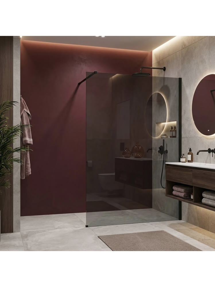 Paravan de dus fumuriu Rea Flexi Grey 140 cm negru [6]