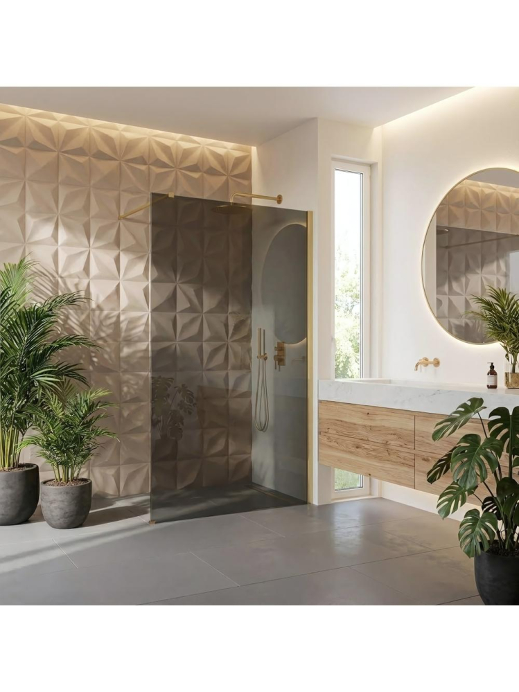 Paravan de dus fumuriu Rea Flexi Grey 80 cm auriu periat [2]