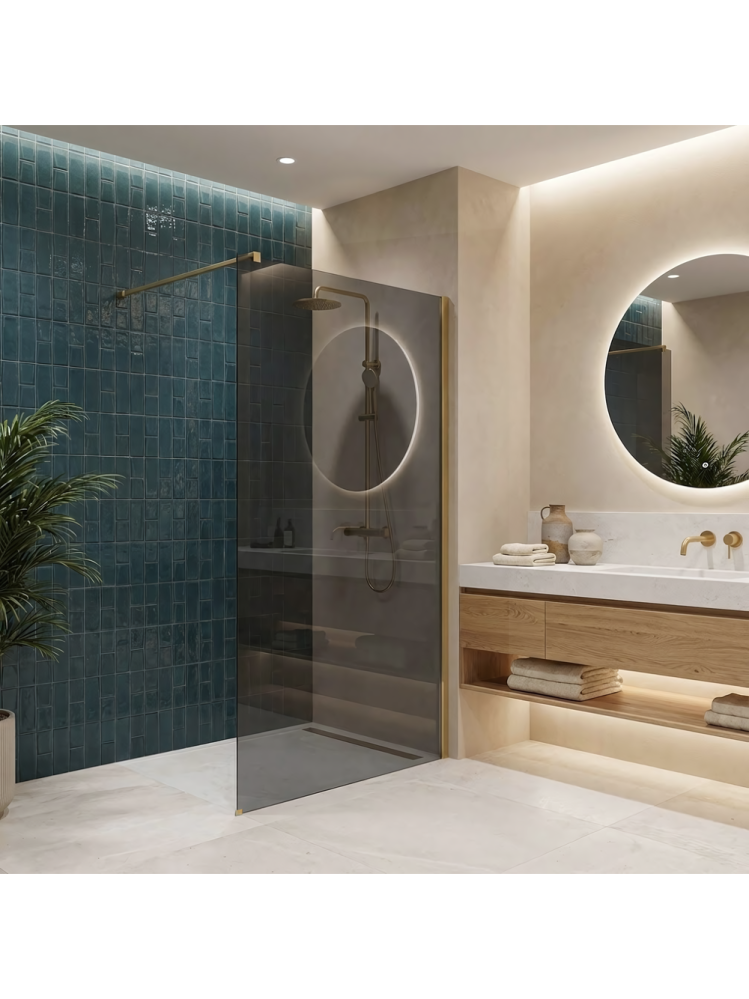 Paravan de dus fumuriu Rea Flexi Grey 80 cm auriu periat [4]