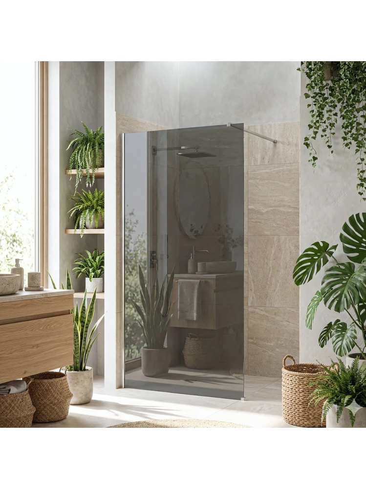 Paravan de dus fumuriu Rea Flexi Grey 80 cm crom [2]