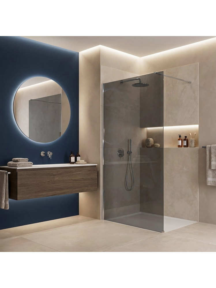 Paravan de dus fumuriu Rea Flexi Grey 80 cm crom [4]