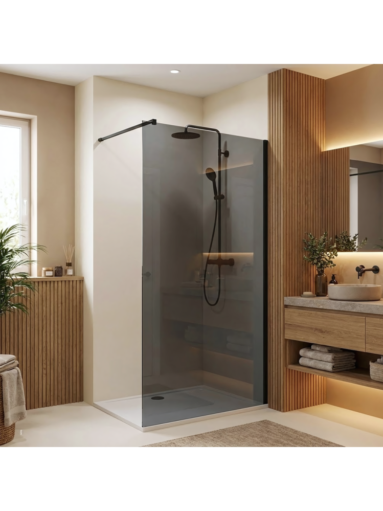 Paravan de dus fumuriu Rea Flexi Grey 80 cm negru [5]