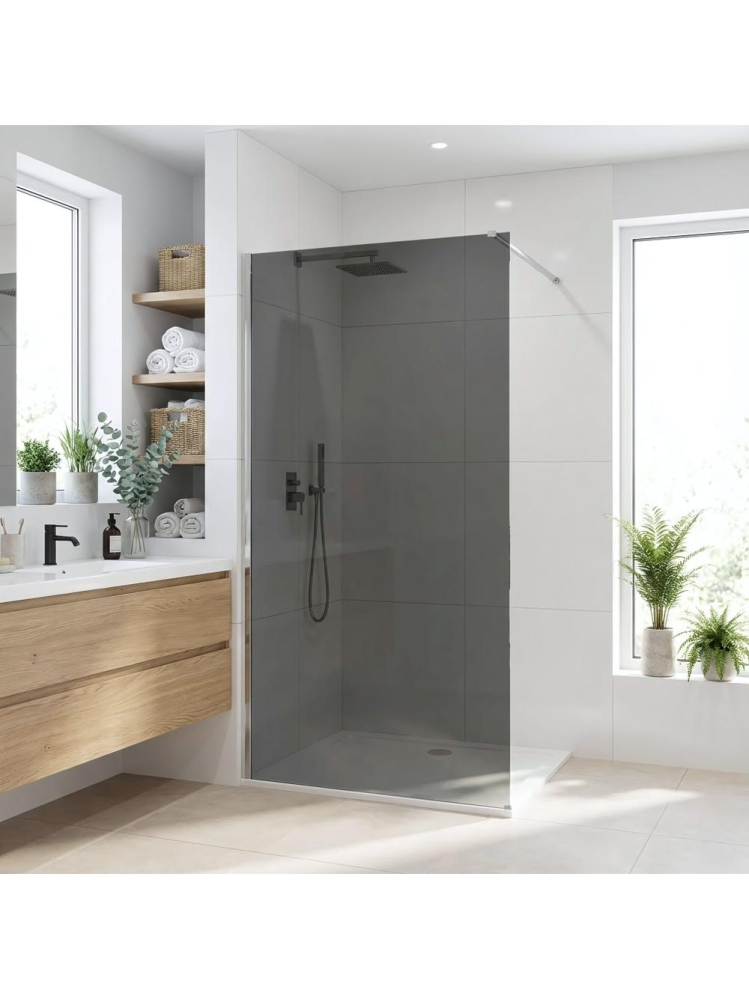 Paravan de dus fumuriu Rea Flexi Grey 90 cm crom [5]