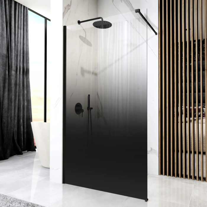 Paravan de dus / Perete de dus Walk in Rea Aero Ombre 100×195 cm sticla fumurie securizata de 8 mm cu profil negru [6]