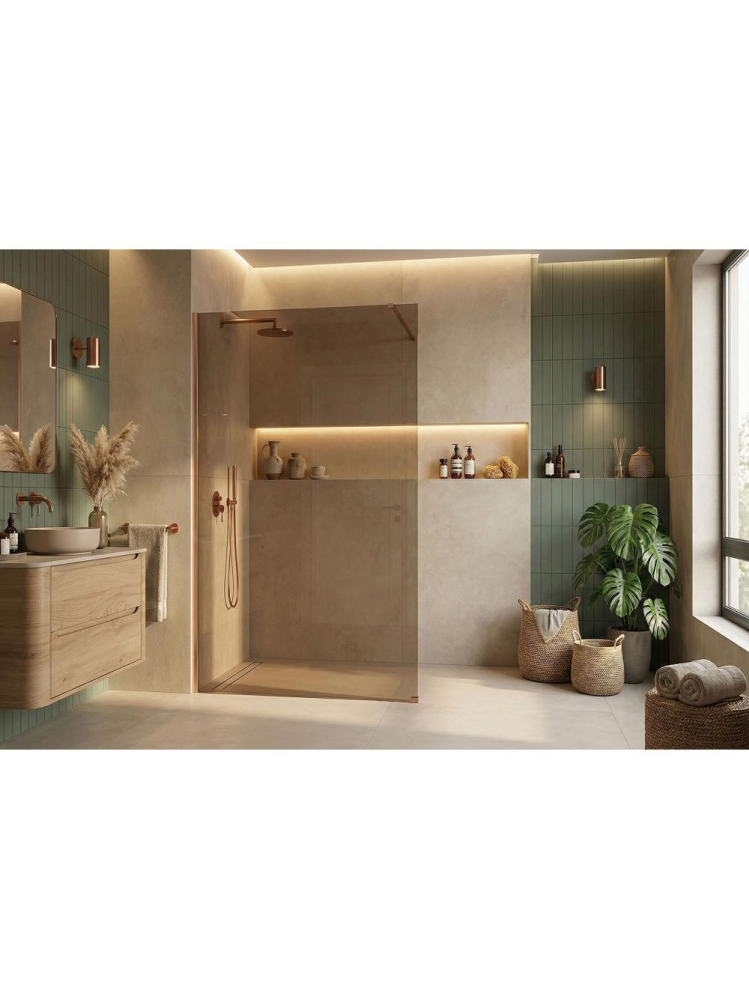 Paravan de dus Rea Flexi Brown 110 cm cupru periat [7]