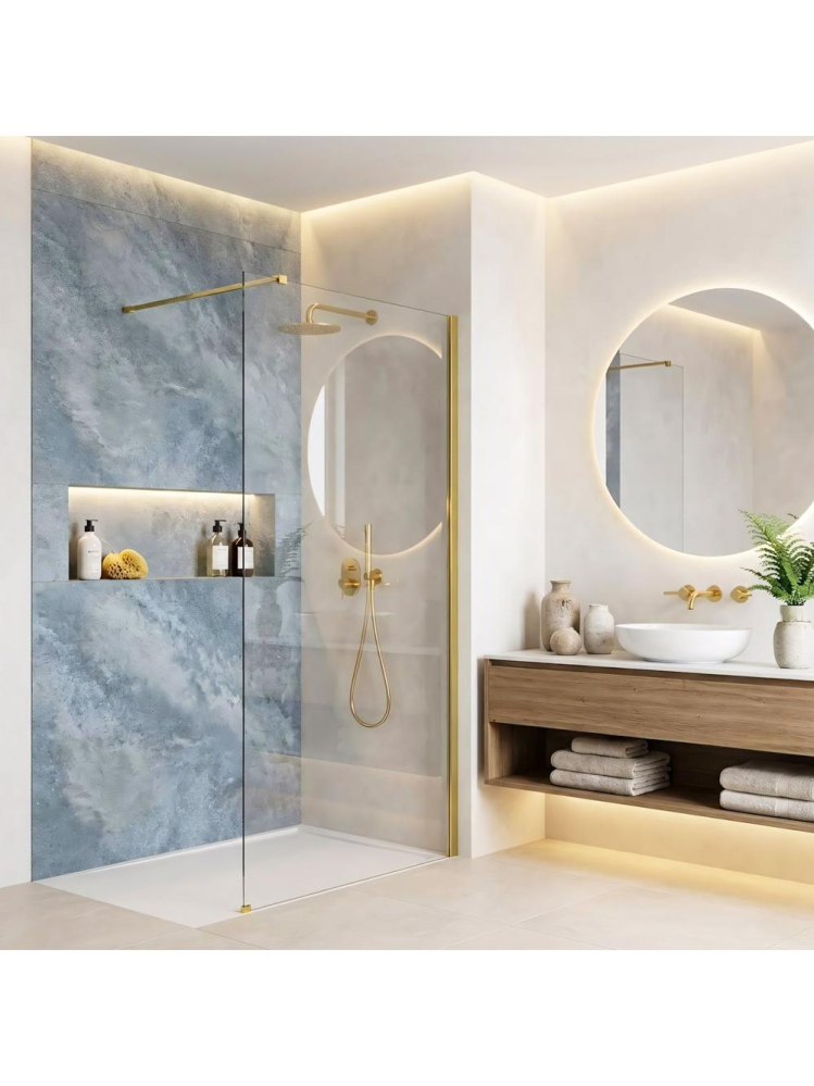 Paravan de dus Rea Flexi Transparent 100 cm auriu [5]