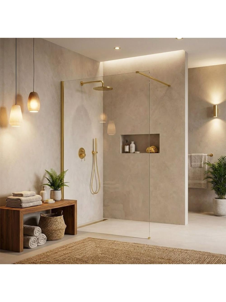 Paravan de dus Rea Flexi Transparent 100 cm auriu [6]