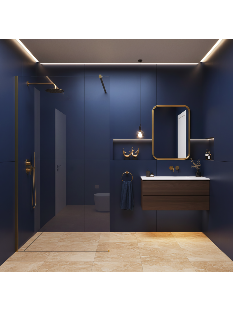 Paravan de dus Rea Flexi Transparent 100 cm auriu periat [4]