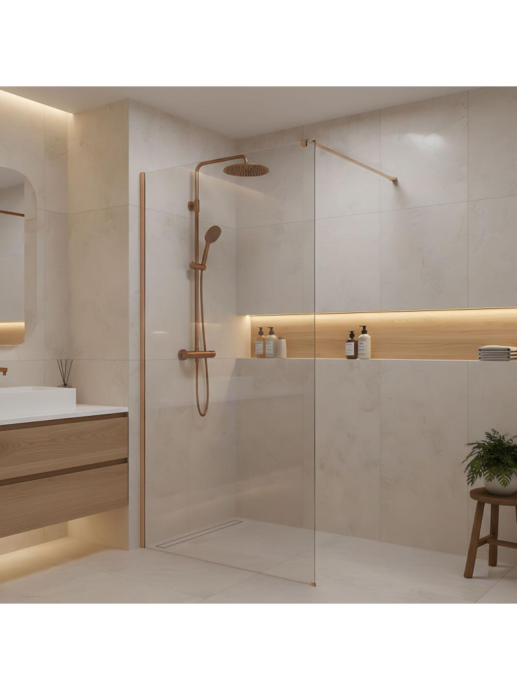 Paravan de dus Rea Flexi Transparent 110 cm cupru periat [3]