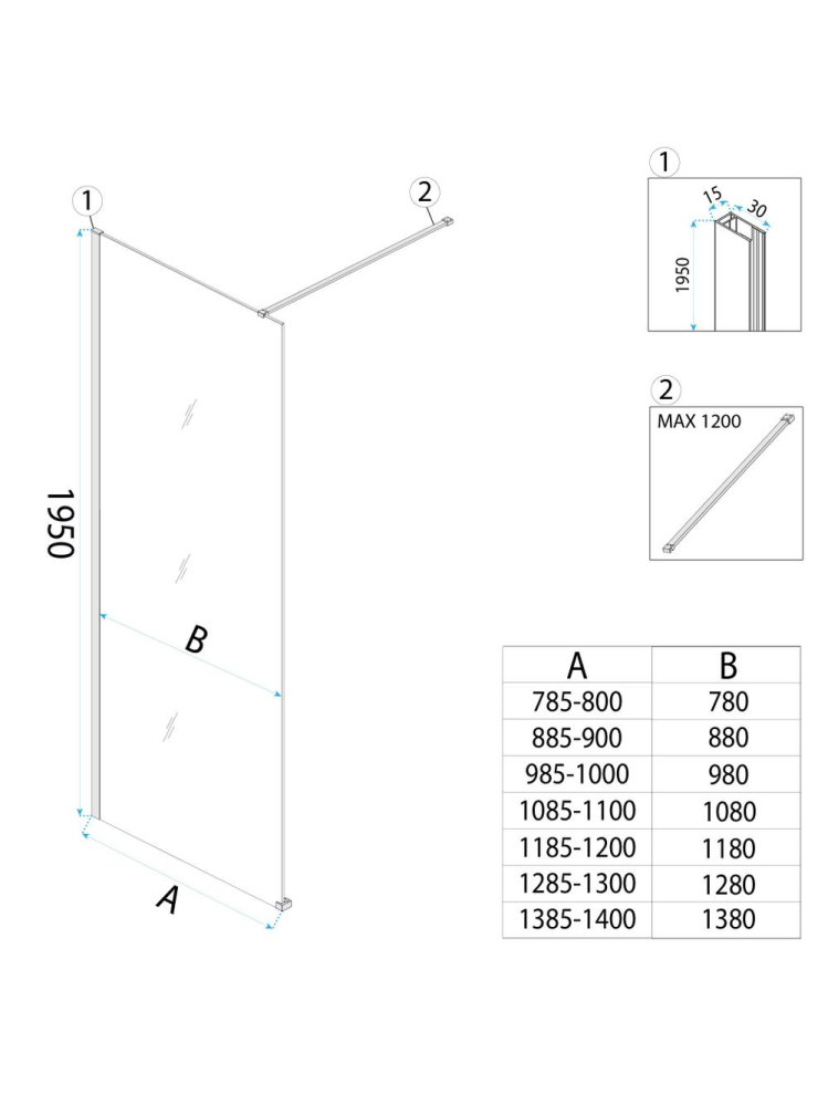 Paravan de dus Rea Flexi Transparent 110 cm negru [8]
