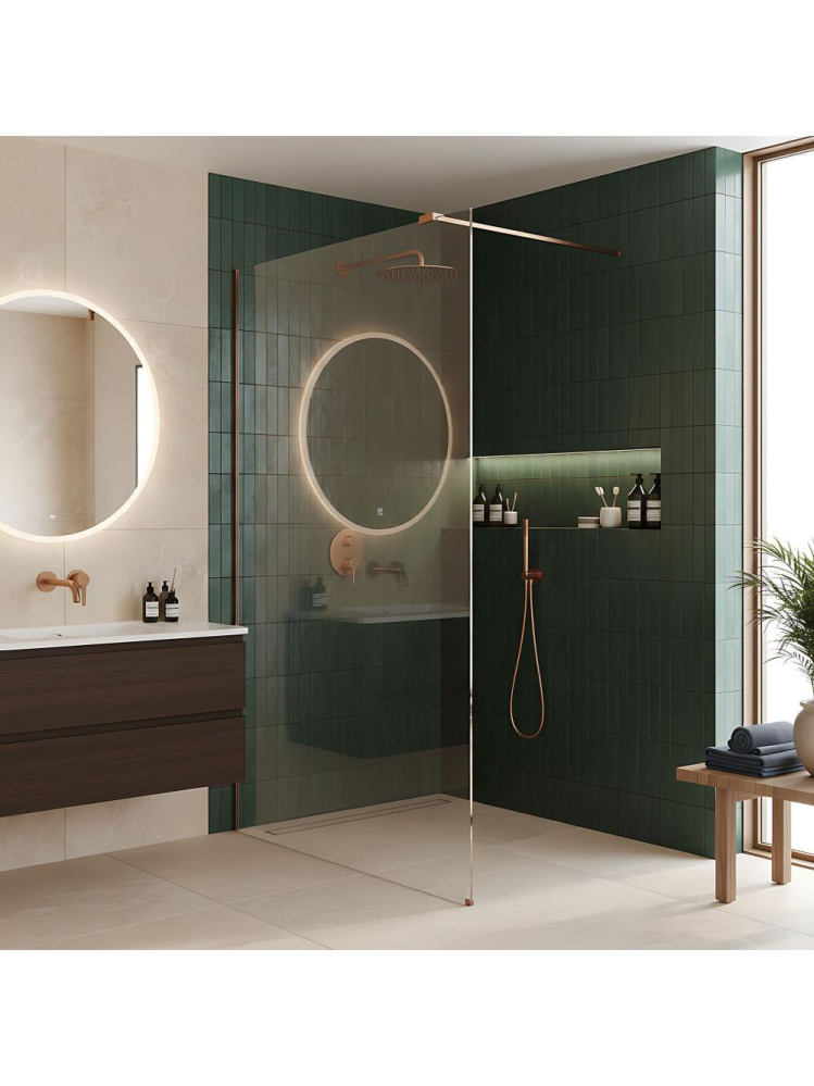 Paravan de dus Rea Flexi Transparent 120 cm cupru periat [6]