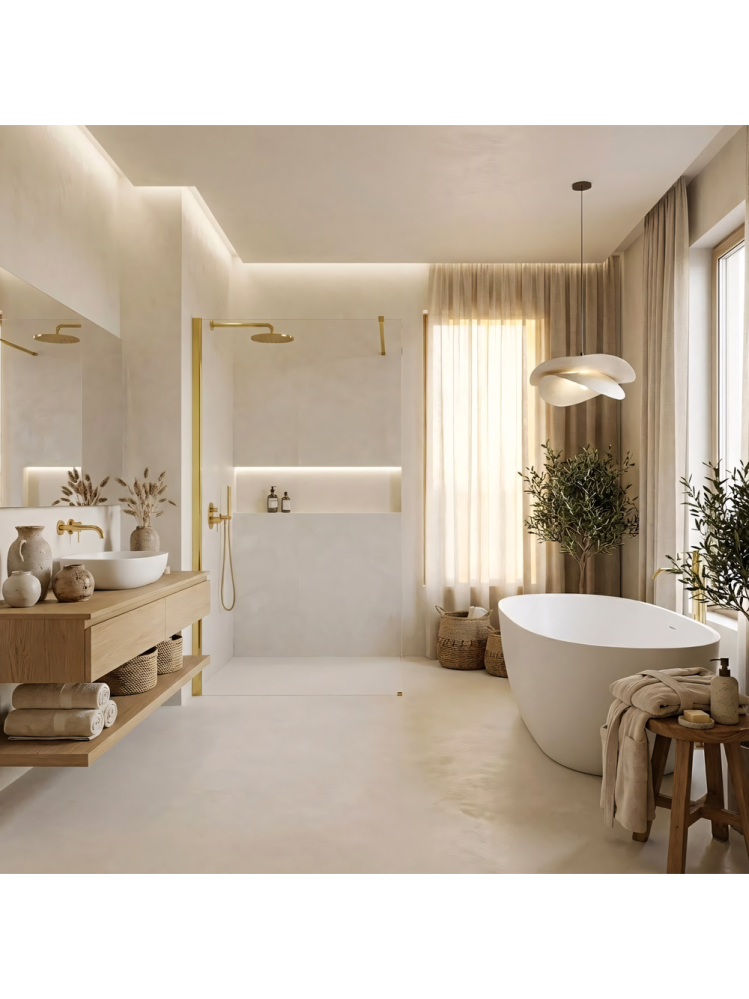 Paravan de dus Rea Flexi Transparent 130 cm auriu [4]