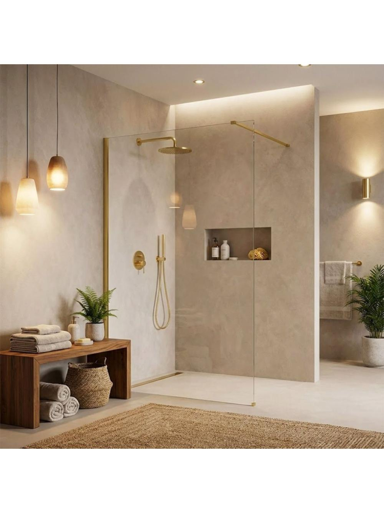 Paravan de dus Rea Flexi Transparent 130 cm auriu [3]