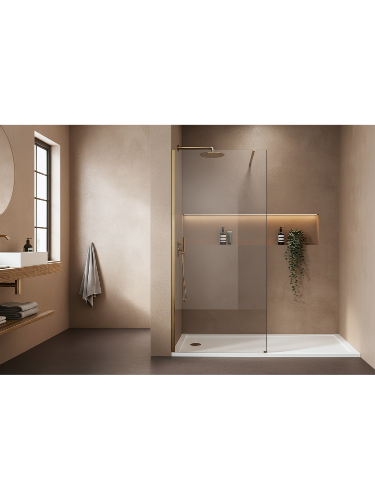 Paravan de dus Rea Flexi Transparent 130 cm auriu periat [6]