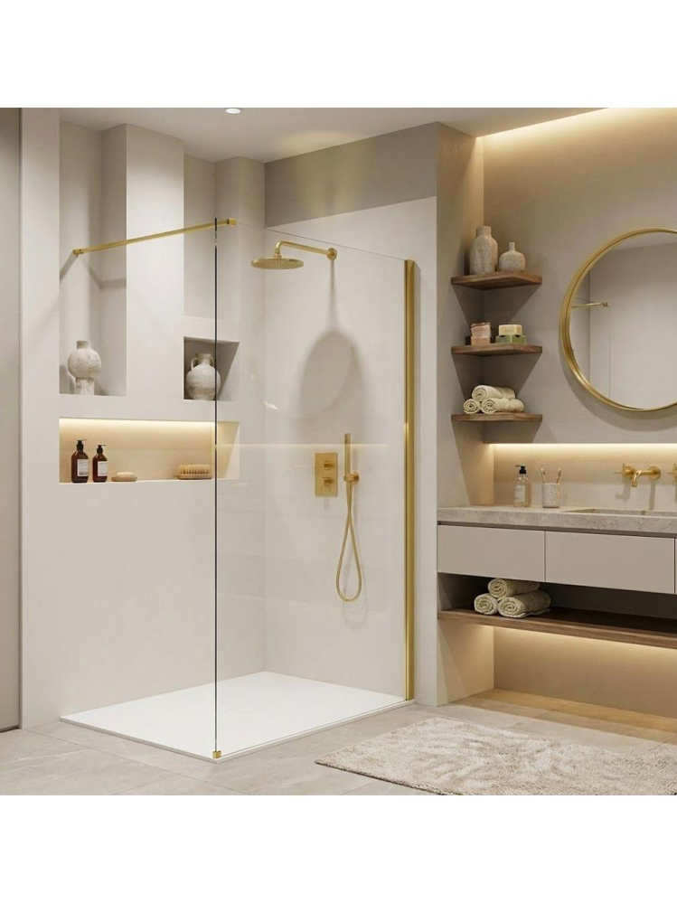 Paravan de dus Rea Flexi Transparent 140 cm auriu [6]