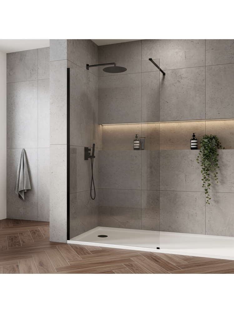 Paravan de dus Rea Flexi Transparent 140 cm negru [3]