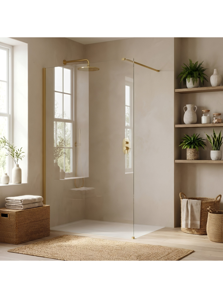 Paravan de dus Rea Flexi Transparent 70 cm auriu periat [2]