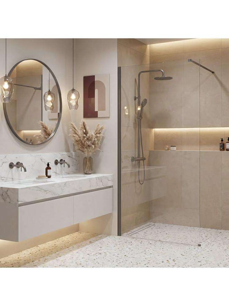 Paravan de dus Rea Flexi Transparent / Titan 80 [10]