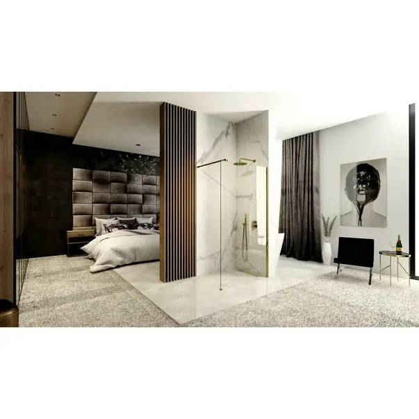 Paravan de dus tip Walk-in Rea Aero 110x195 cm profil auriu [5]