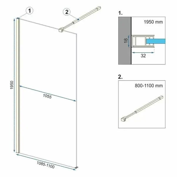 Paravan de dus tip Walk-in Rea Aero 110x195 cm profil auriu [2]