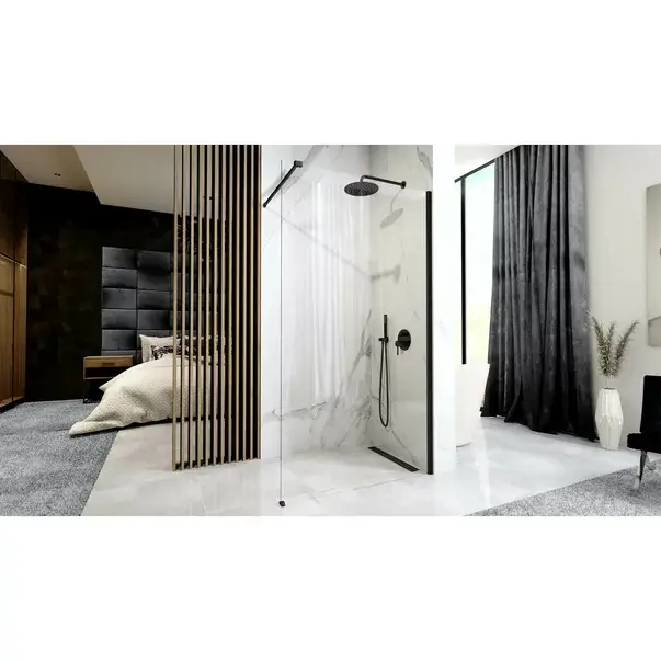 Paravan de dus tip Walk-in Rea Aero 120x195 cm profil negru [4]