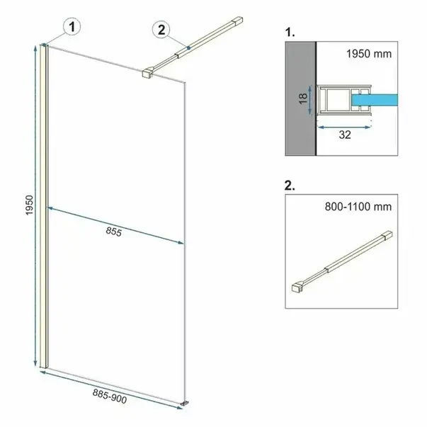 Paravan de dus tip Walk-in Rea Aero 90x195 cm profil auriu [2]