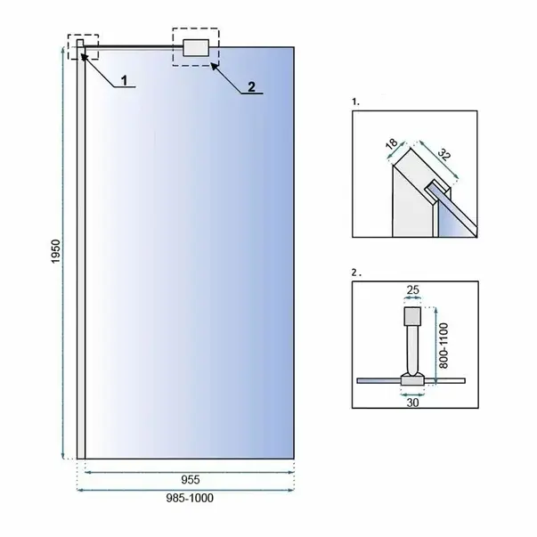 Paravan de dus tip Walk-in Rea Aero N 100x195 cm profil crom [2]