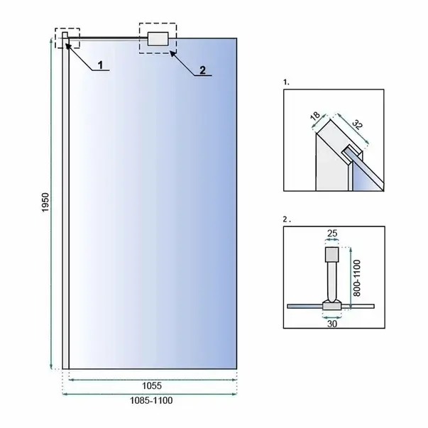 Paravan de dus tip Walk-in Rea Aero N 110x195 cm profil crom [2]